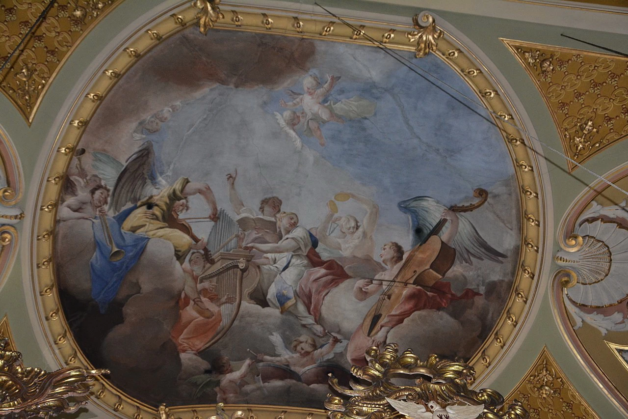 Affresco del soffitto con l'adorazione - dettaglio1, Bolzano